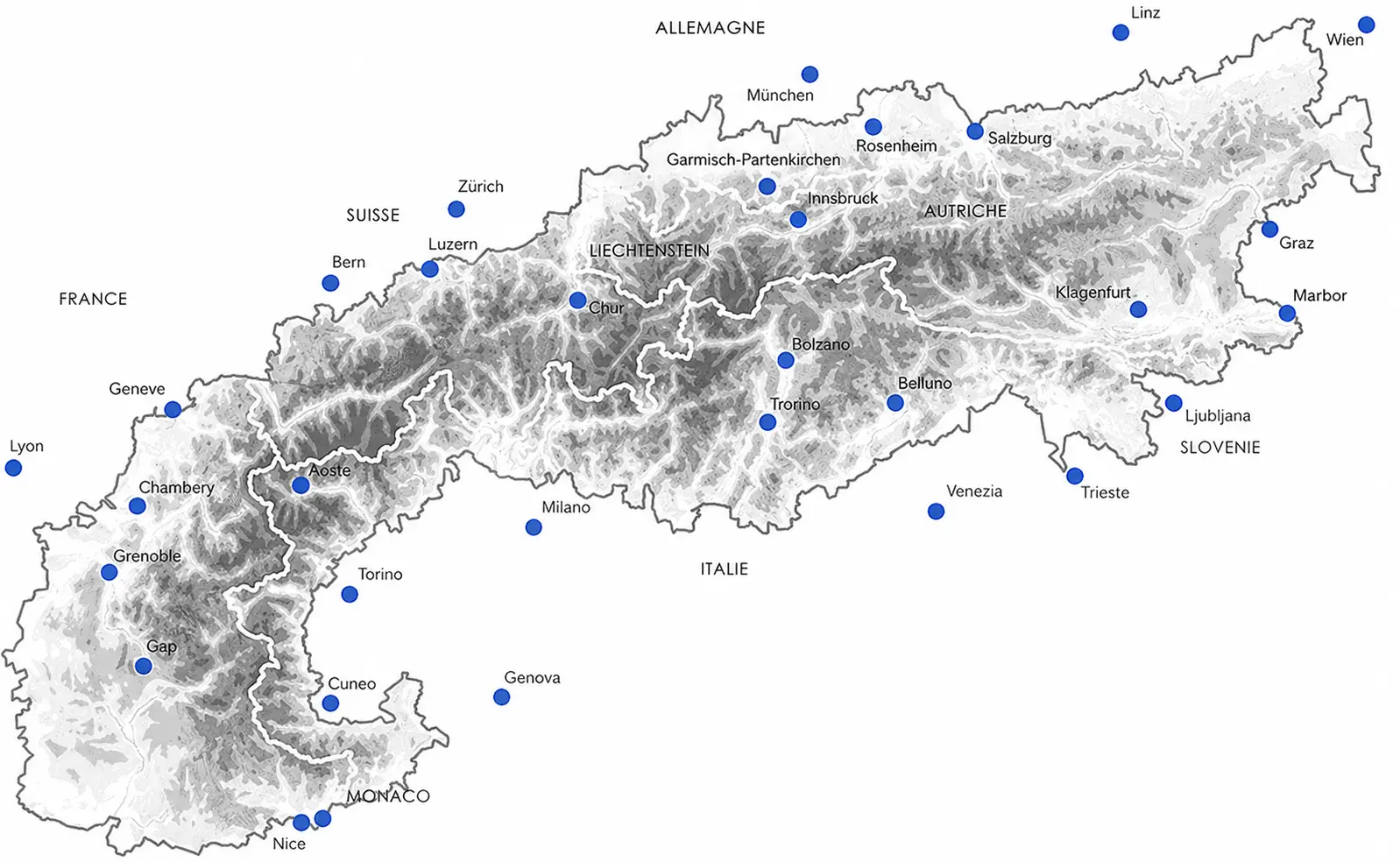 GoAlpes.com destinations map